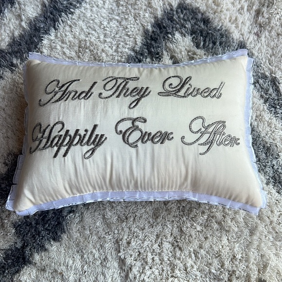 Decorative Embroidered Cream Pillow ~ and they lived happily ever after - - Picture 15 of 17